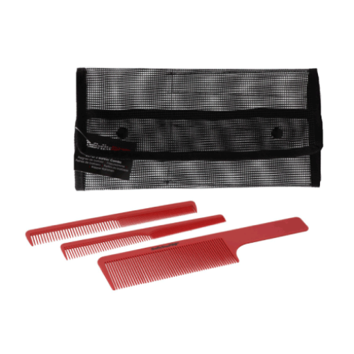 M4343E SET OF 3 RED BARBER COMBS